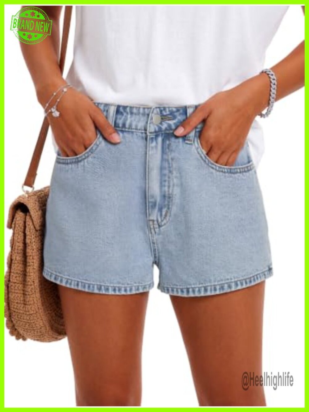 Women's Mid Rise Wide Leg Casual Denim Jean Shorts